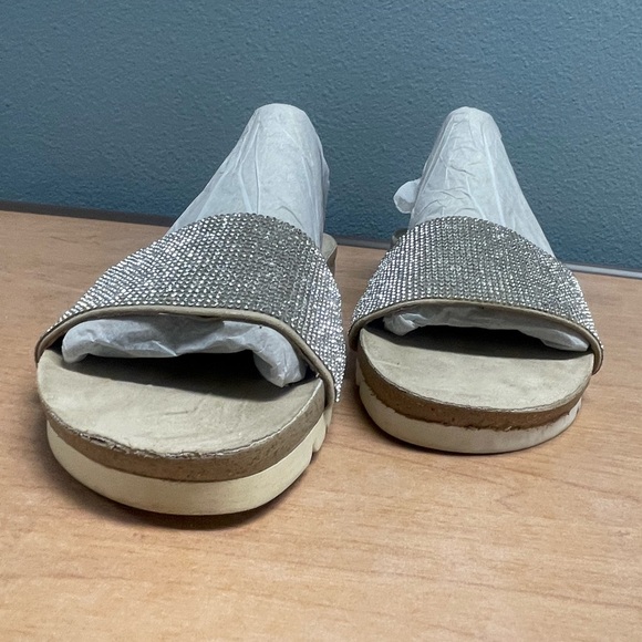 Rhinestone sandals  by Anne Klein size 7.  Beige footbed. - Picture 2 of 5